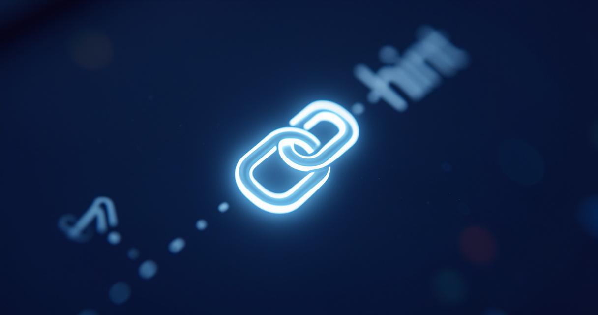Glowing canonical tag icon on dark blue background with hint arrow