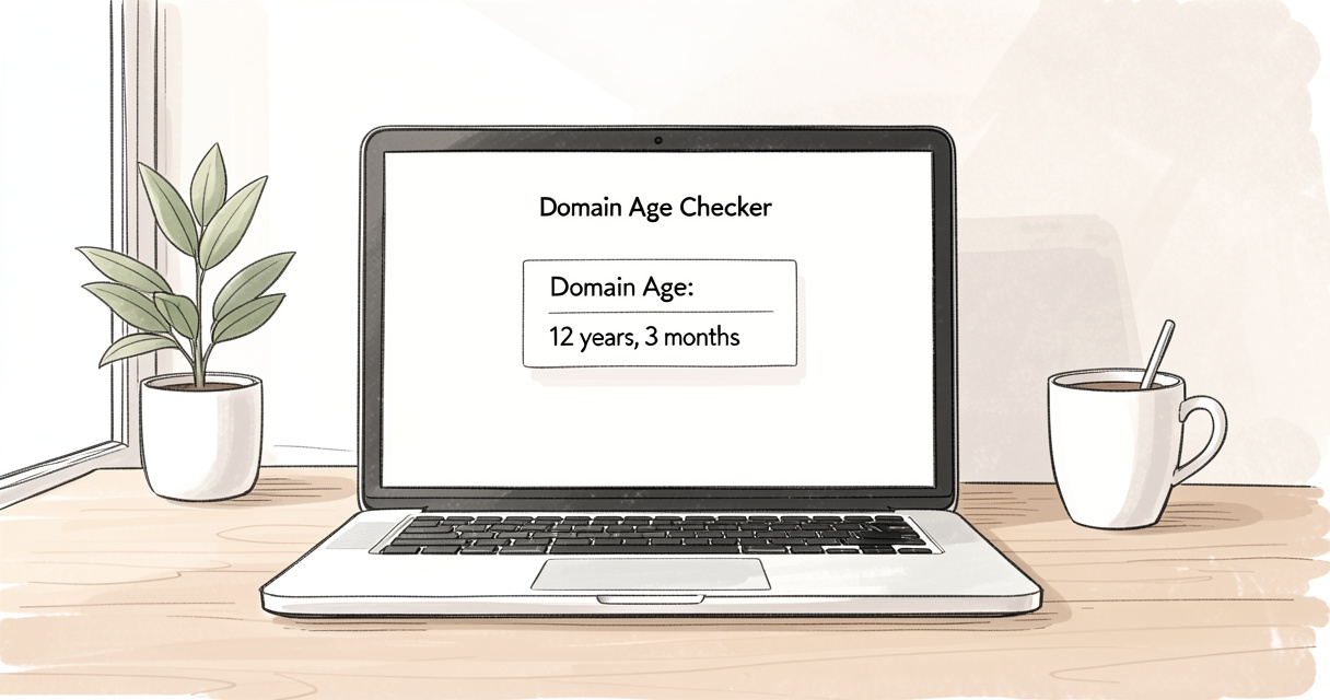 Domain age checker tool showing 12 year old domain result