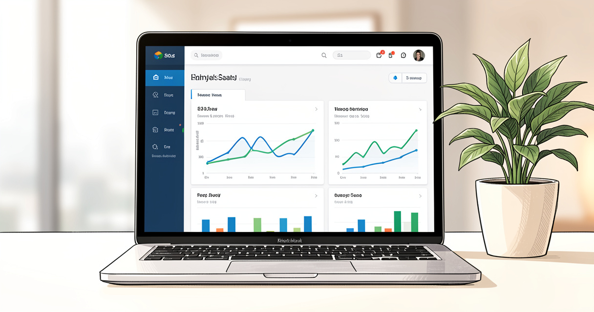 SaaS web design agency laptop displaying dashboard analytics for conversion optimization