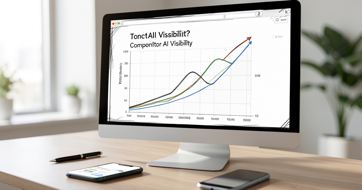 Analyst reviewing competitor AI Overview visibility graphs on a laptop