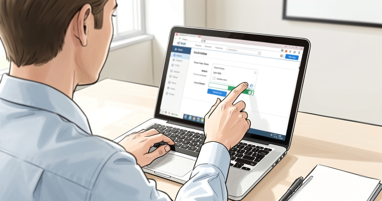 Ahrefs annual discount signup on a laptop in a bright modern office